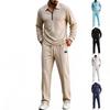 Men's Knit Two Piece Set Color Half Zip Collared Pullover Casual Outfit