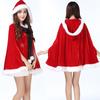 Stunning Women Christmas Red Velvet Santa Claus Cloak Cape Hooded Xmas Cosplay Costume