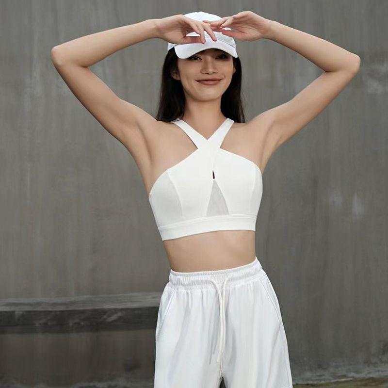 

Yoga Clothing Top Yoga Vest Mesh Breathable Tight Belt Chest Pad Sexy Workout Exercise Underwear Female Lu Original Factory White S