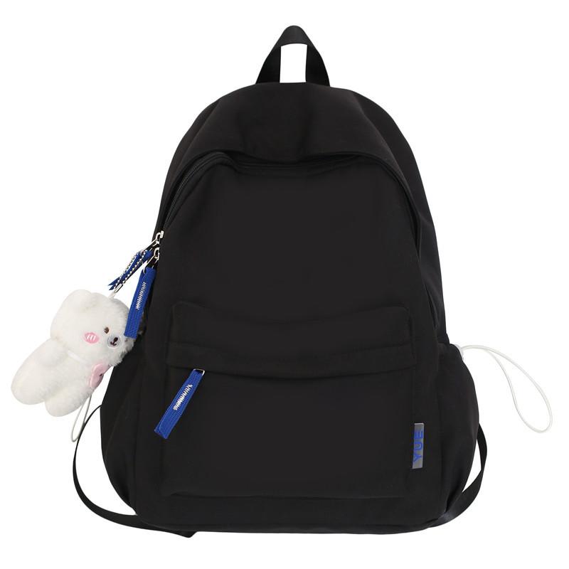 Autumn and Winter New Korean Version Solid Color Nylon Student Backpack Simple Fresh Unisex Double Shoulder Backpack
