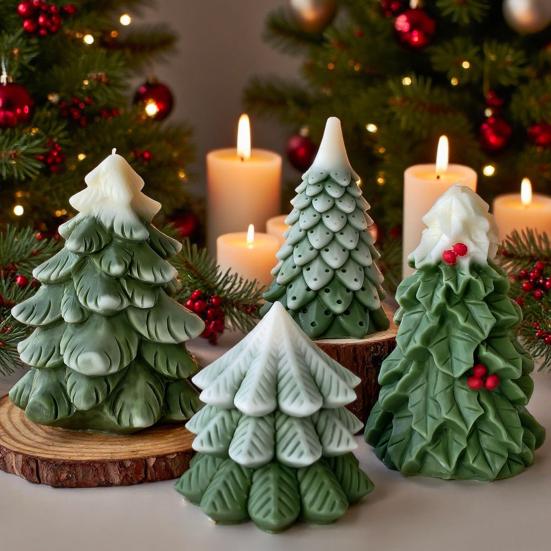 Christmas Tree Silicone Mold Handmade Aroma Candle Soap Resin Polymer Clay Mold Reusable DIY Holiday Craft Supplies