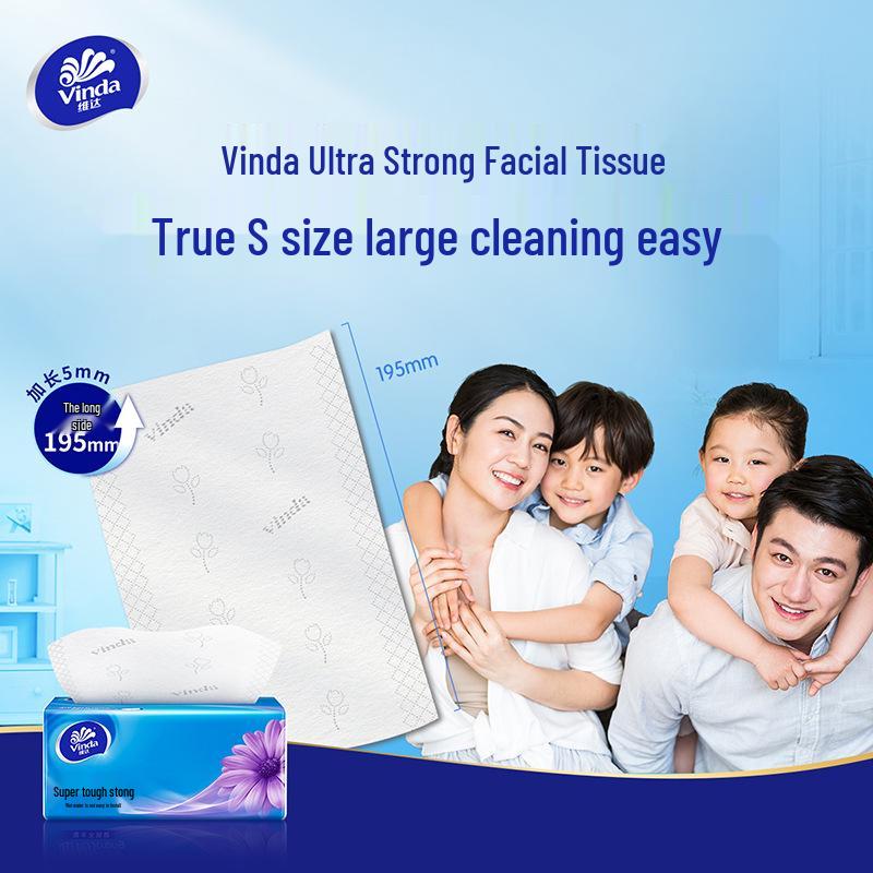 Vinda Ultra Strong 3-Ply Facial Tissue - 130 Sheets, 6 Packs (S Size) Household Value Pack