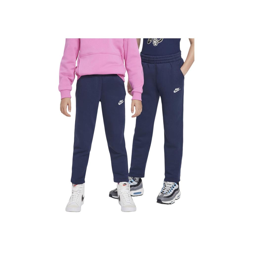 Nike Sportswear Club Fleece Logo Embroidered Straight Leg Knit Sweatpants Kids Bottoms Navy-Blue FD3010-410
