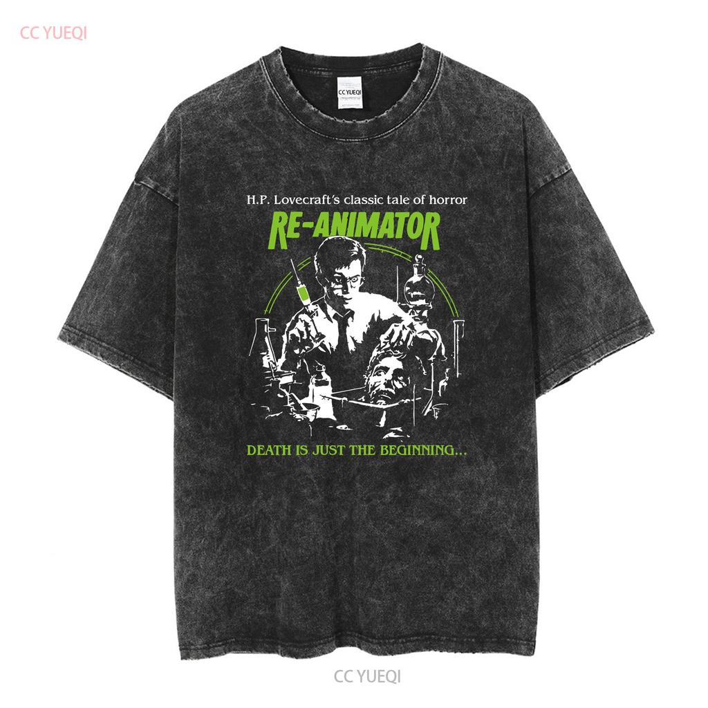 INSPIRIERT VON HP LOVECRAFT REANIMATOR LOGO KULTFILM T-SHIRT lange oder kurze Ärmel vintage Gewaschene Designerkleidung Gedehnt