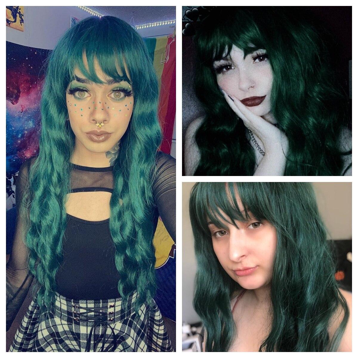 HAIRCUBE Длинные зеленые волны синтетические парики из натурального высокотемпературного — фото 5