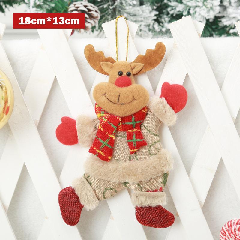 18cm×13cm Christmas Decorative Pendant Christmas Little Doll Santa Claus Snowman Deer Bear Fabric Doll Small Pendant Gift