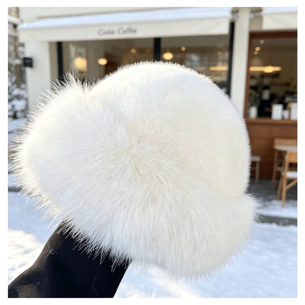Plush Mongolian Hat Women Autumn and Winter Windproof and Cold Warm Pot Hats Imitation Mink Hair Ear Protection Fisherman's Hat