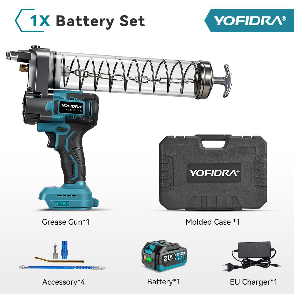 Yofidra 15000PSI 103Mpa Electric Grease Gun High Pressure Lubricating Oil Injector Machine Grease Gun For Makita 18V Battery Pin