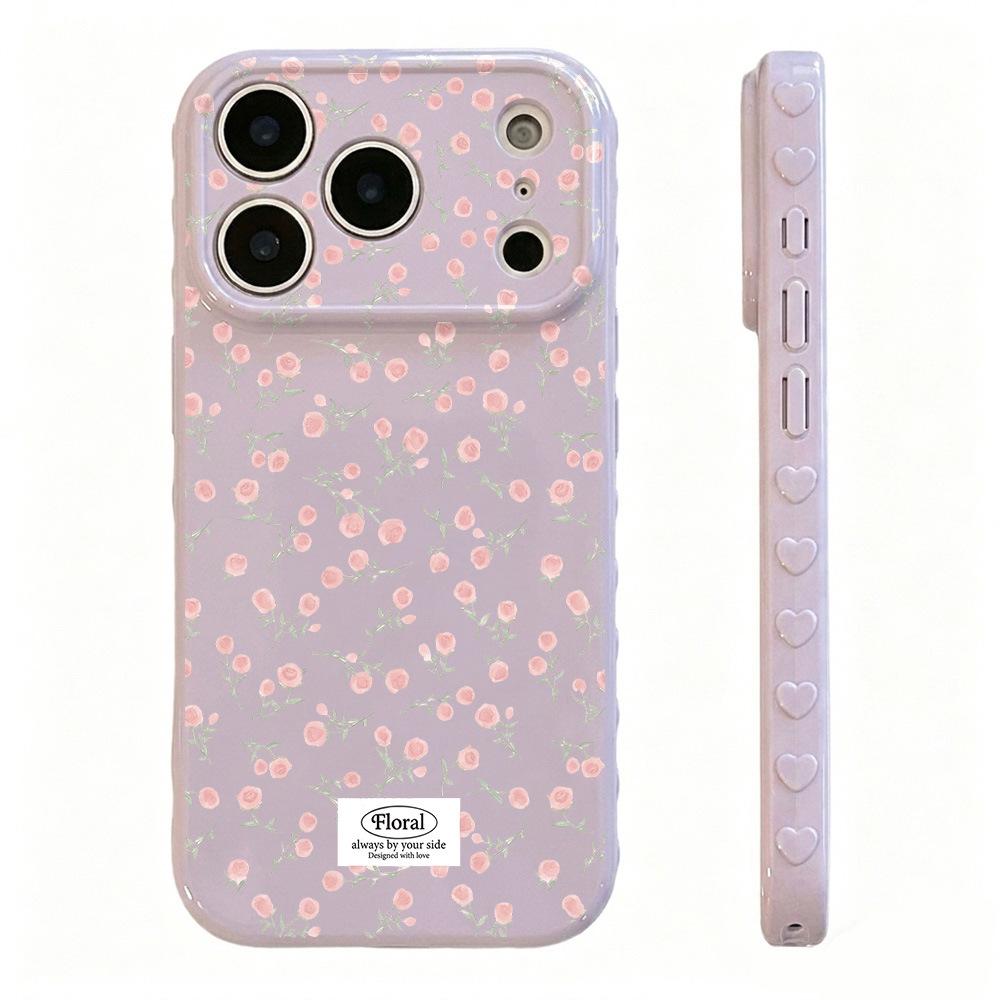 ins wind Korean full screen small floral application iPhone17Pro mobile phone case 16 beautiful 15promax temperament 14