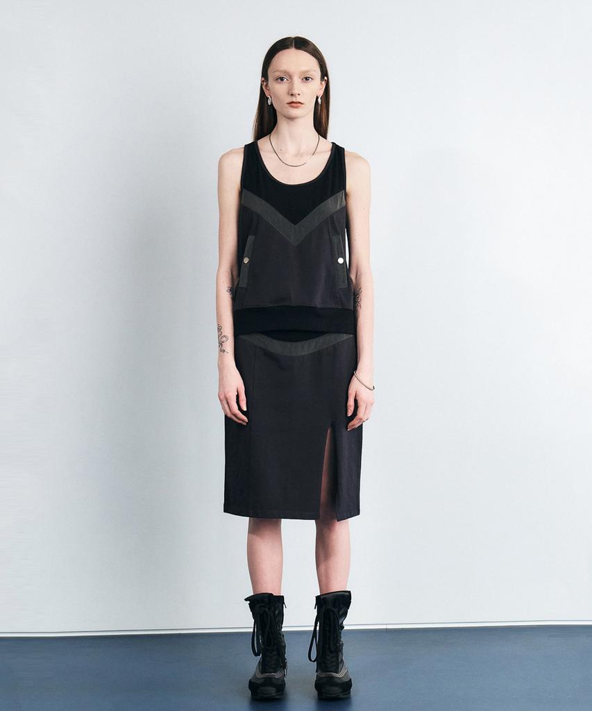 Sillot Block Jersey Midi Skirt (Charcoal)