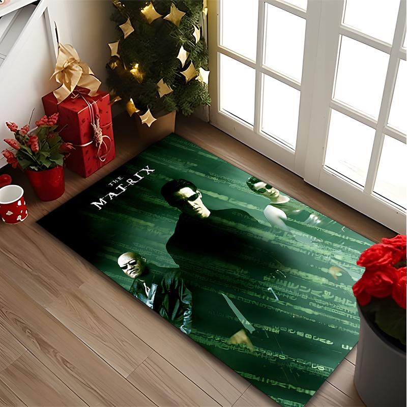 Green Matrix Poster Print Area Rug, Multi-functional Office Chair Sofa Carpet, Easy Clean Carpet for Home and Living Spaces