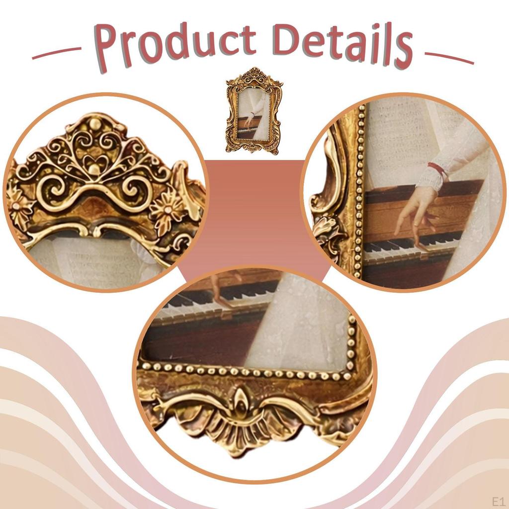 Photo Frame Tabletop Decor Elegant Embossed Picture Display Vintage for Table