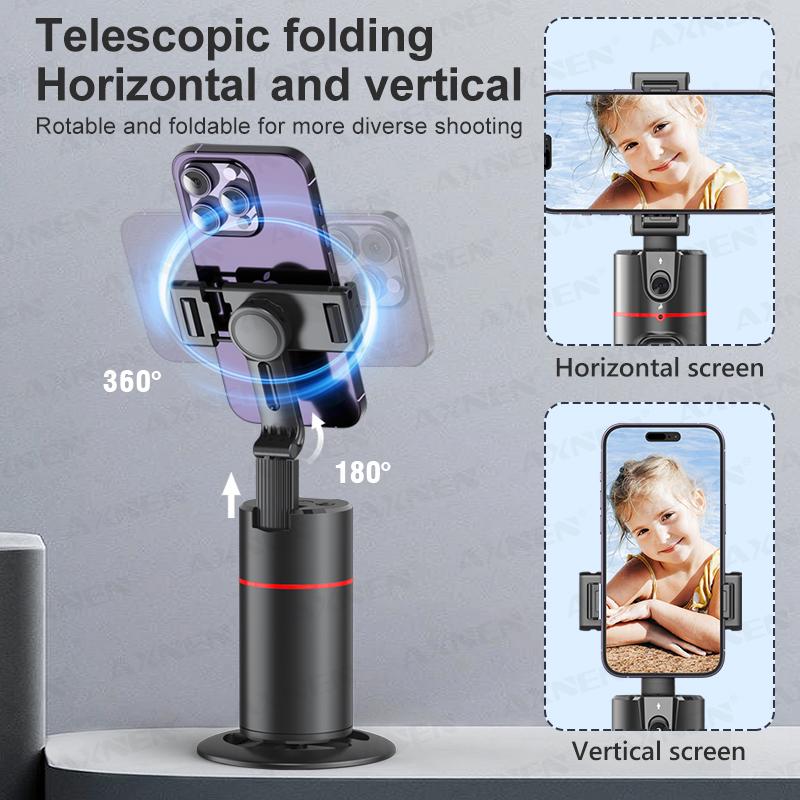 Für P02 360 Rotation Gimbal Stabilisator, Follow-up Selfie Desktop Face Tracking Gimbal für Tiktok Smartphone Live, mit Fernauslöser