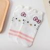 Women's Blue Fat Cat Cartoon Socks – Cute 3D Ears, Feather Yarn, All Cotton, Low-Cut Boat Style