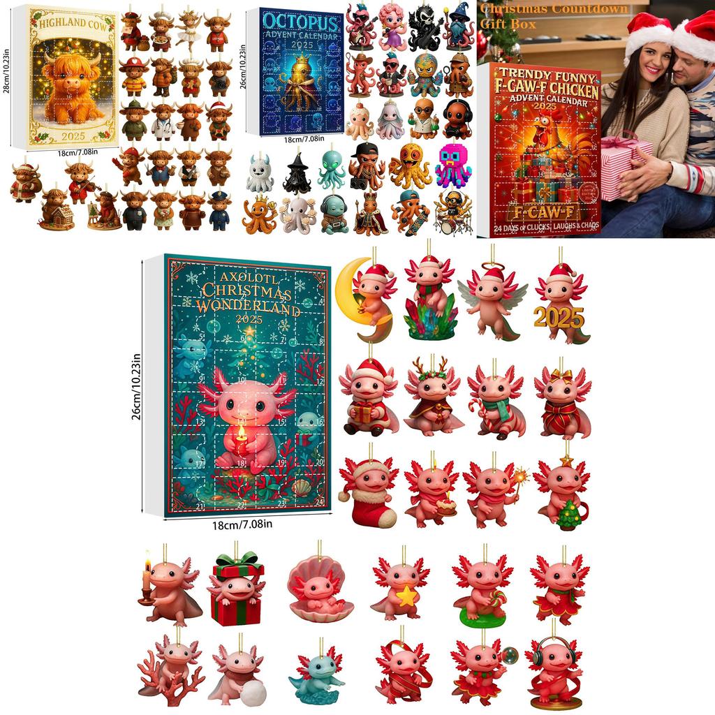 Animal Christmas Series Acrylic Wall Hangings With 24 Parts For Holiday Party And Celebration