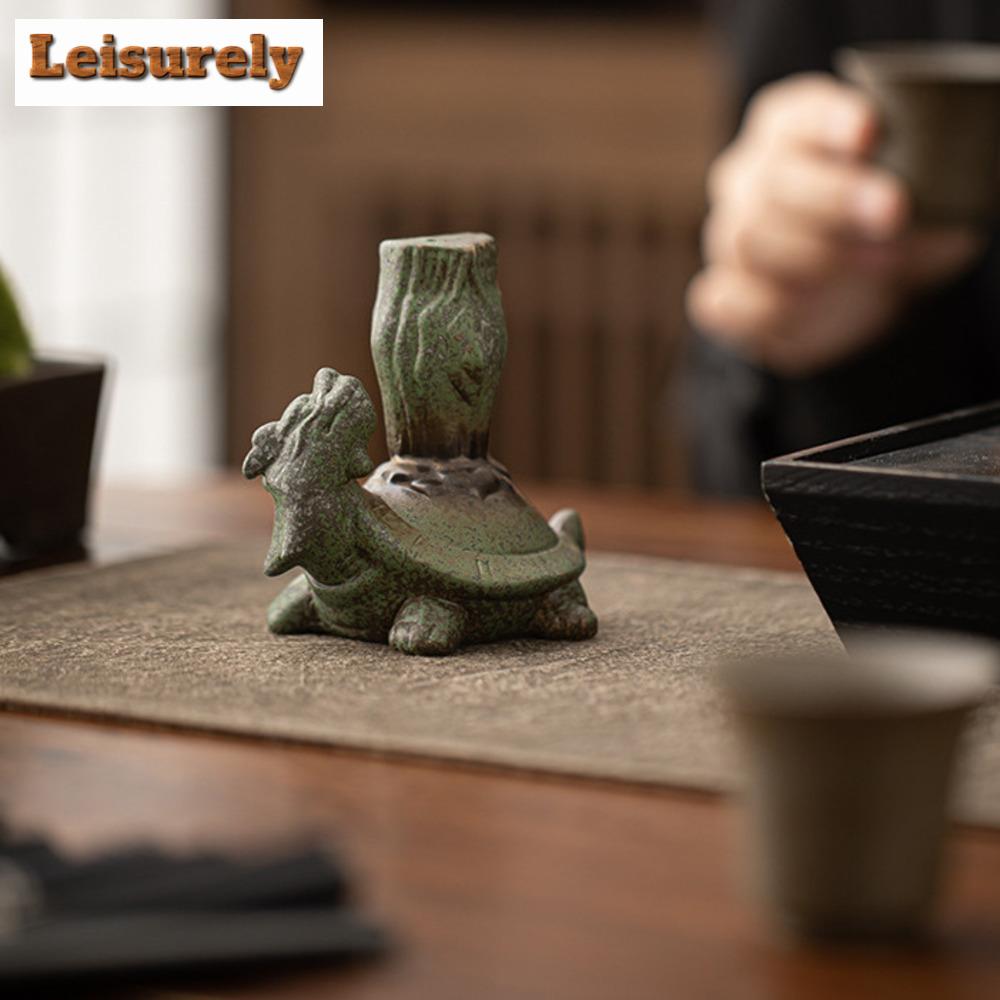 Creative Xuanwu Dargon Tortoise Teapot Cover Holder Kiln Change Cyan Cover Frame Zisha Pot Lid Shelf for Tea Pet Play Ornaments