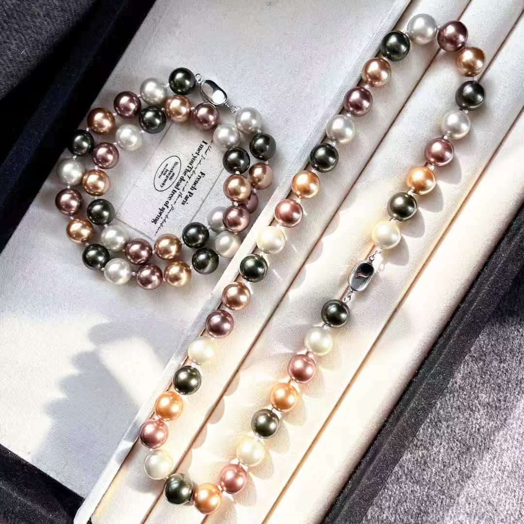 Large Granular 12Mm Maillard Vintage Artificial Crystal Pearl Necklace Collarbone Chain