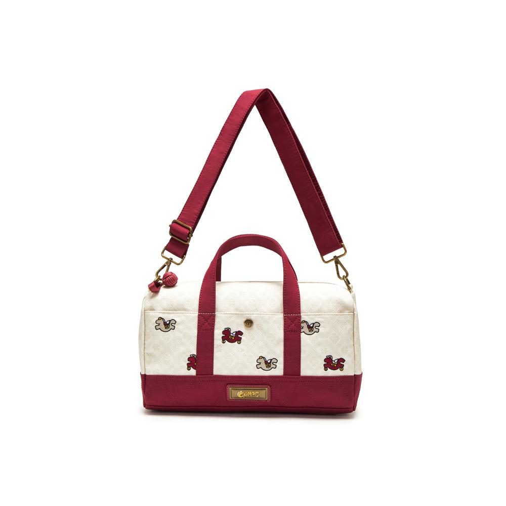 Champion Year Of The Horse Series Flying Horse Fortune Year Boston Bag Unisex Bag Brown New-Year-Red U6AACPU51 Linen & Ash Red