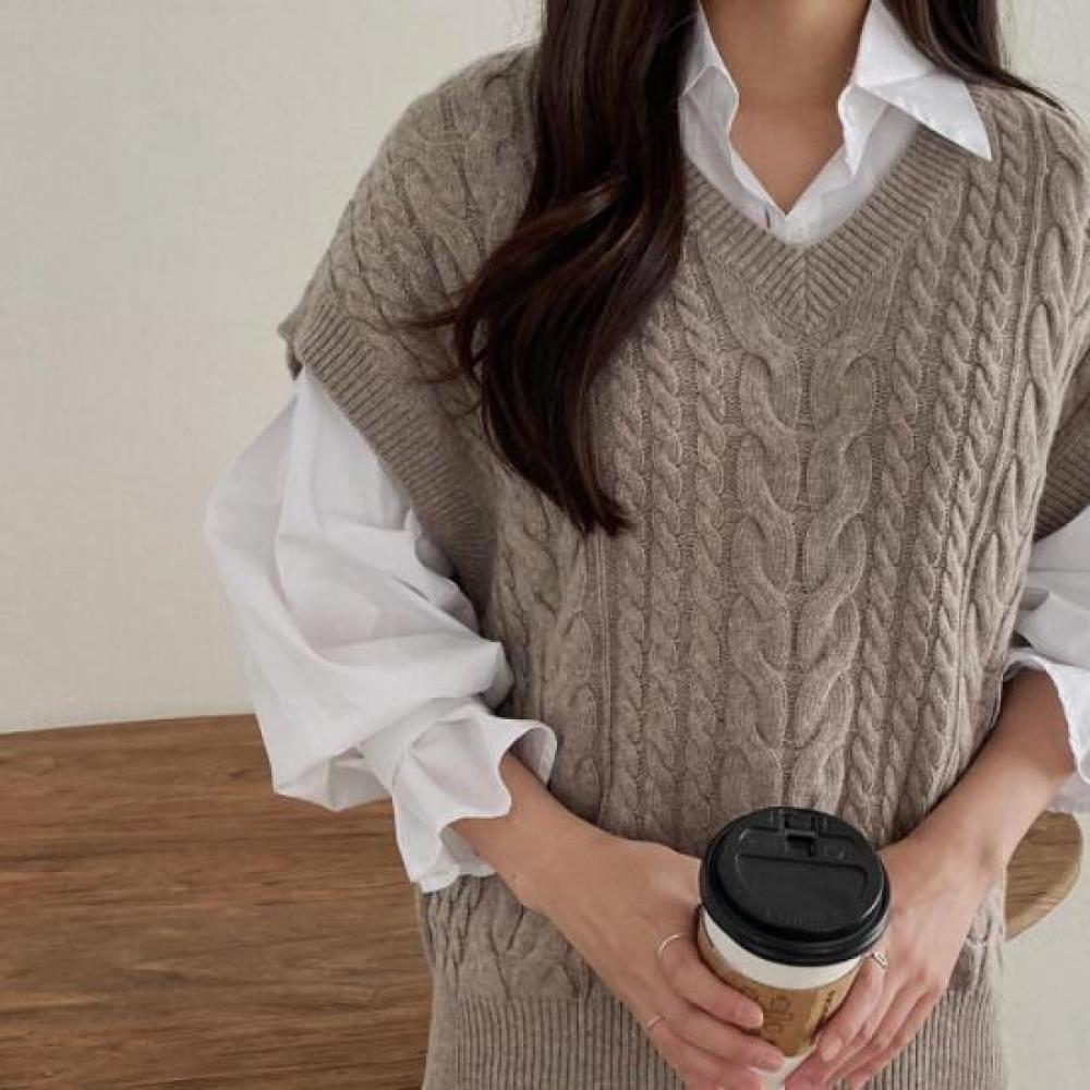 New ArriVals Open Run Women V Neck Cable Knit Vest Winter