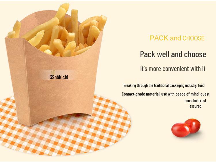 Disposable Kraft Paper French Fries and Snack Box