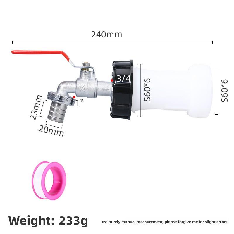 1 Stück Robuster IBC-Tankhahn-Adapter S60*6 Grobgewinde auf 1/2'' 3/4'' Anschluss Ersatzventil Garten Haus Ventilanschluss Wasserhahn