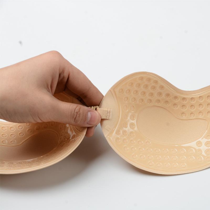 Mango Seamless Silicone Push-Up Strapless Bra with Front Buckle and Nipple Covers