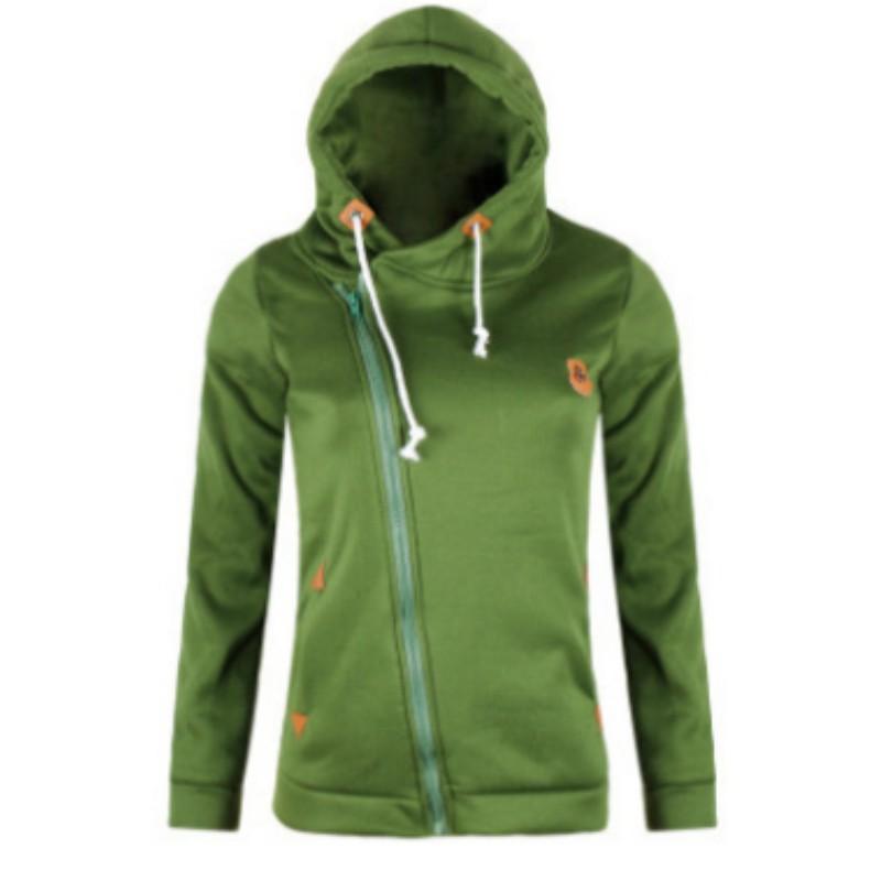 

Women s Spring and Autumn Design Side Zipper Top Sports Cardigan Hooded Plus Size Sports Shirt L зелений