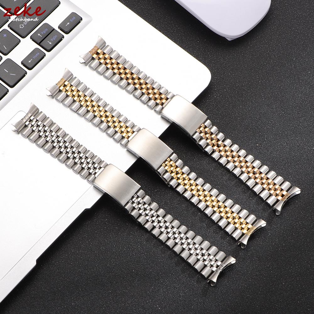 18mm 19mm 20mm 21mm Curved End Metal Strap for Rolex DATEJUST Watchbands Men Solid Stainless Steel Watch Bracelet Accessories