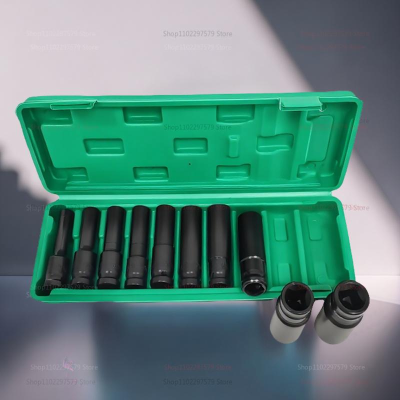 10-Piece Universal Socket Wrench Set Deep Slot Pneumatic Maintenance Tool Wrenches for Automotive Garage Repair and DIY