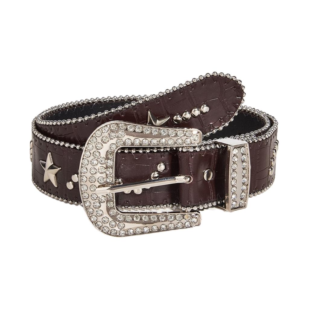 Sexy Waist Belt Jeans Belt PU Studded Diamante Belt Casual Ceinture Punk Modern Belt Street Dance Crystal Belt