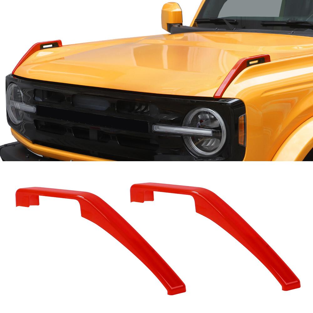 Engine Hood Hinge Expansion Cover Trim Protect Strips For Ford Bronco + Red