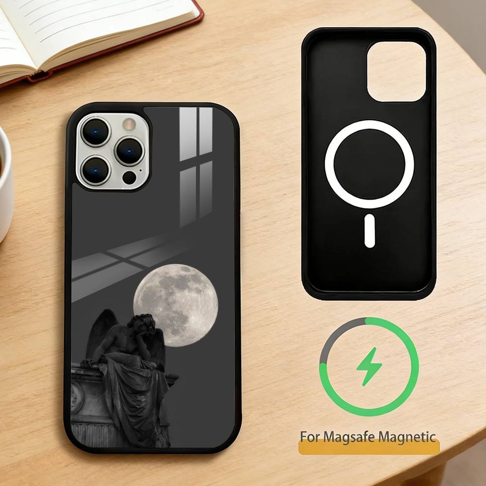 Angel Sculpture Phone Case For iPhone 14,16,15,13,17,12,Plus,Pro,Max Magnetic For Magsafe Frosted Cover