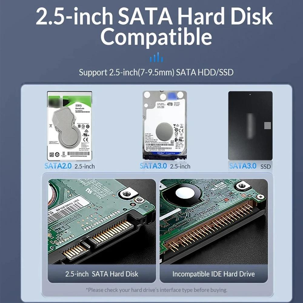2.5 Inch SSD Case External Hard Disk Drive Adapter SATA HDD Enclosure USB C 3.1 6Gbps For PC MacBook Laptop HD Disk Storage Box