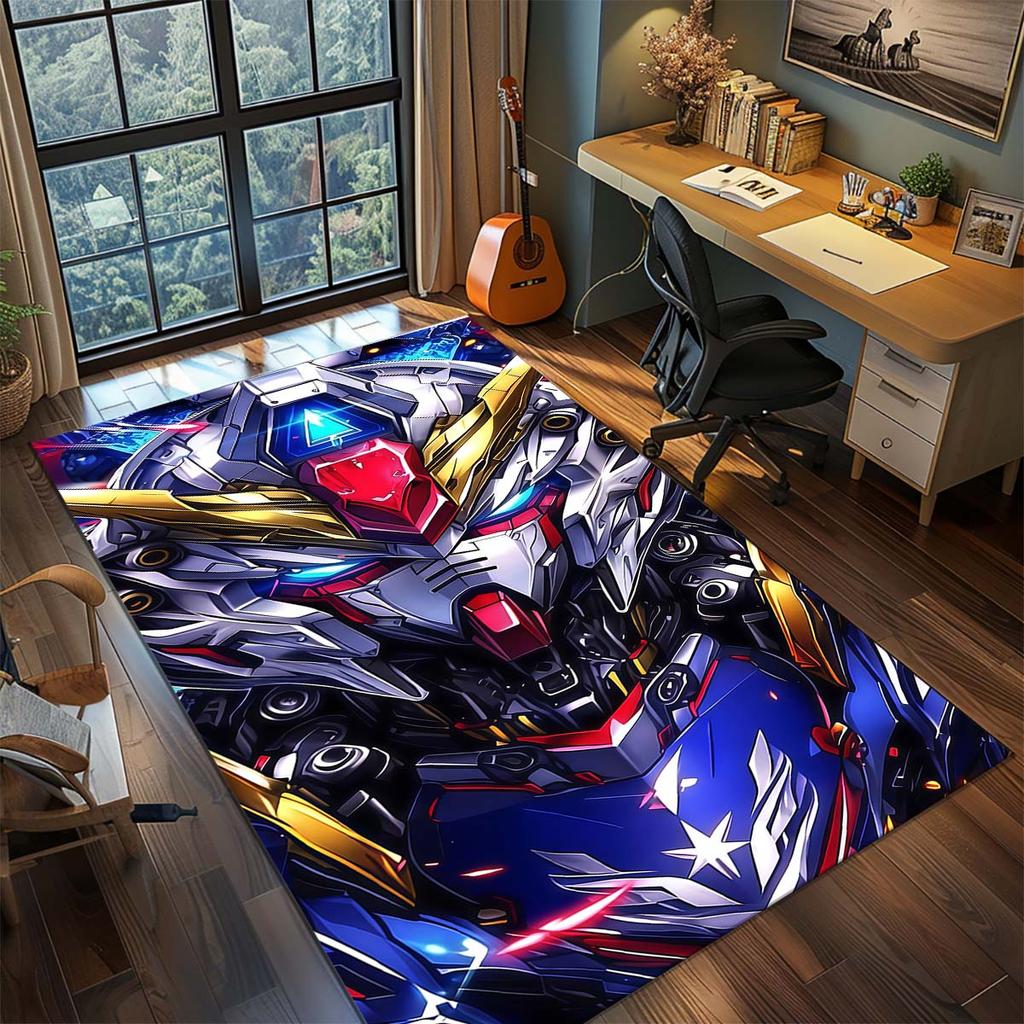 Gundam Anime Mecha Robot Rug Carpet Large Area Rug Non Slip Washable Floor Mat Gamer Room Bedroom Home Decor