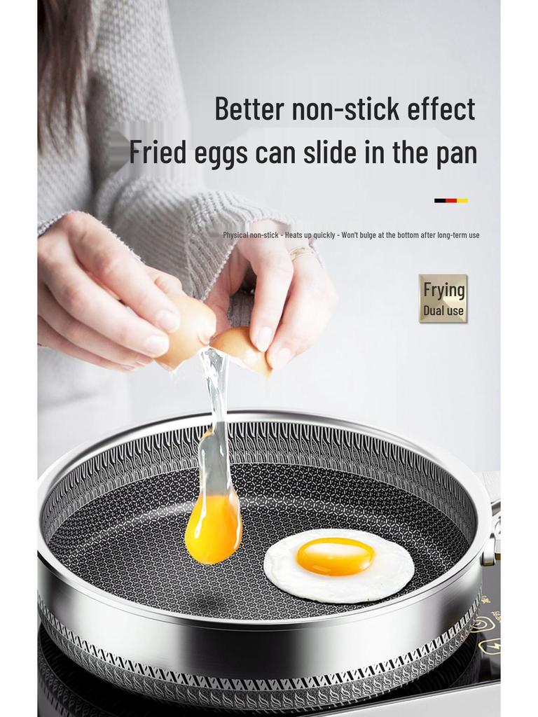 Honeycomb 316 Stainless Steel Non-Stick Frying Pan for Steaks and Pancakes