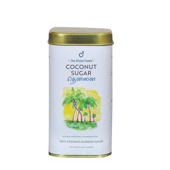 The Divine Foods | Zucchero di Cocco Biologico | Dolcificante Naturale, Alternativa allo Zucchero | Non Raffinato | Zucchero per Caffè, Tè e Ricette | Non OGM (250 gr)