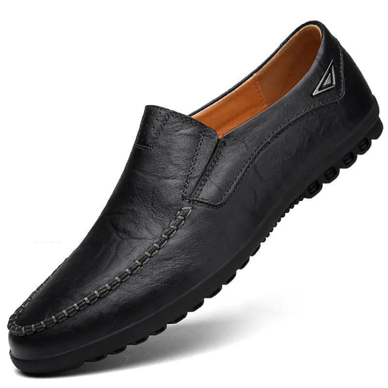 Leather Men Casual Shoes Breathable Soft Mens Loafers Italian  Moccasins Slip on Black Driving Shoes Plus Size 37-47