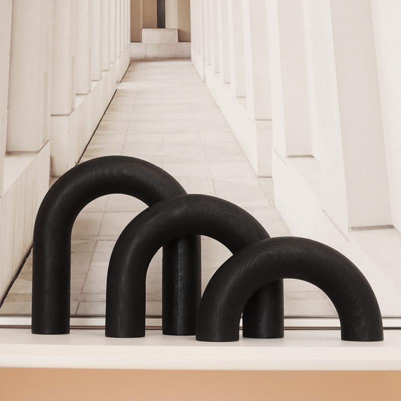 A Set Arch Decoration Crafts Wooden Ornaments Cafe Geometric Tabletop Ornaments Wooden Art Deco Arches Ornaments