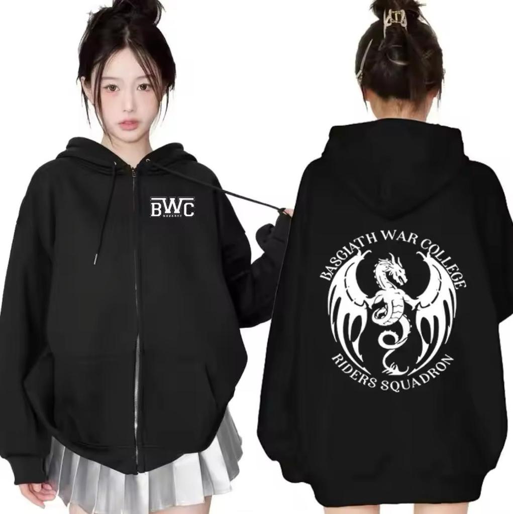 Unisex European Harajuku Style Printed Hooded Zipper Sweatshirt Cardigan