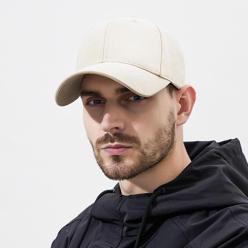 Unisex Plain Cotton Baseball Cap - European & American Style, Curved Hard Brim, Sun Protection