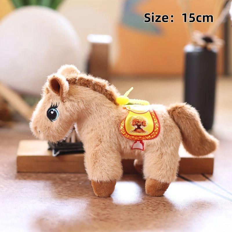 2026 Chinese New Year Mascot Horse Keychain Cartoon Simulation Pony Plush Doll Pendant Cute Bag Hanging Ornament Couple Gifts