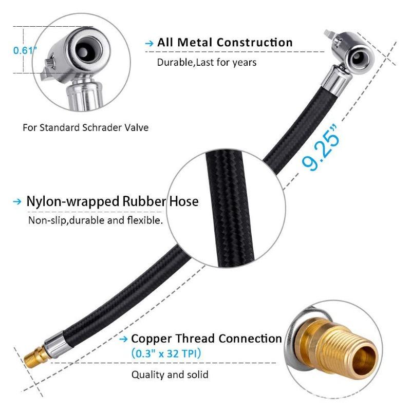 Car Tire Inflator Hose Inflatable Air Pump Extension Tube Adapter Twist Tyre Connection Locking Air