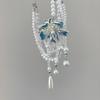 French Light Luxury White Flower Pearl Crystal Fringed Necklace Niche Design Collarbone Chain Temperament Small Fragrant Neck Chain
