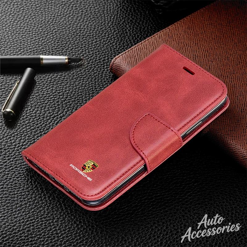 Per Porsche Portafoglio Porta Carte Custodia Telefono per iPhone 16 15 13 14 11 12 Pro Max Mini 8 XR XS 16 Plus 15Pro Cover con Supporto Flip adesivo CY5