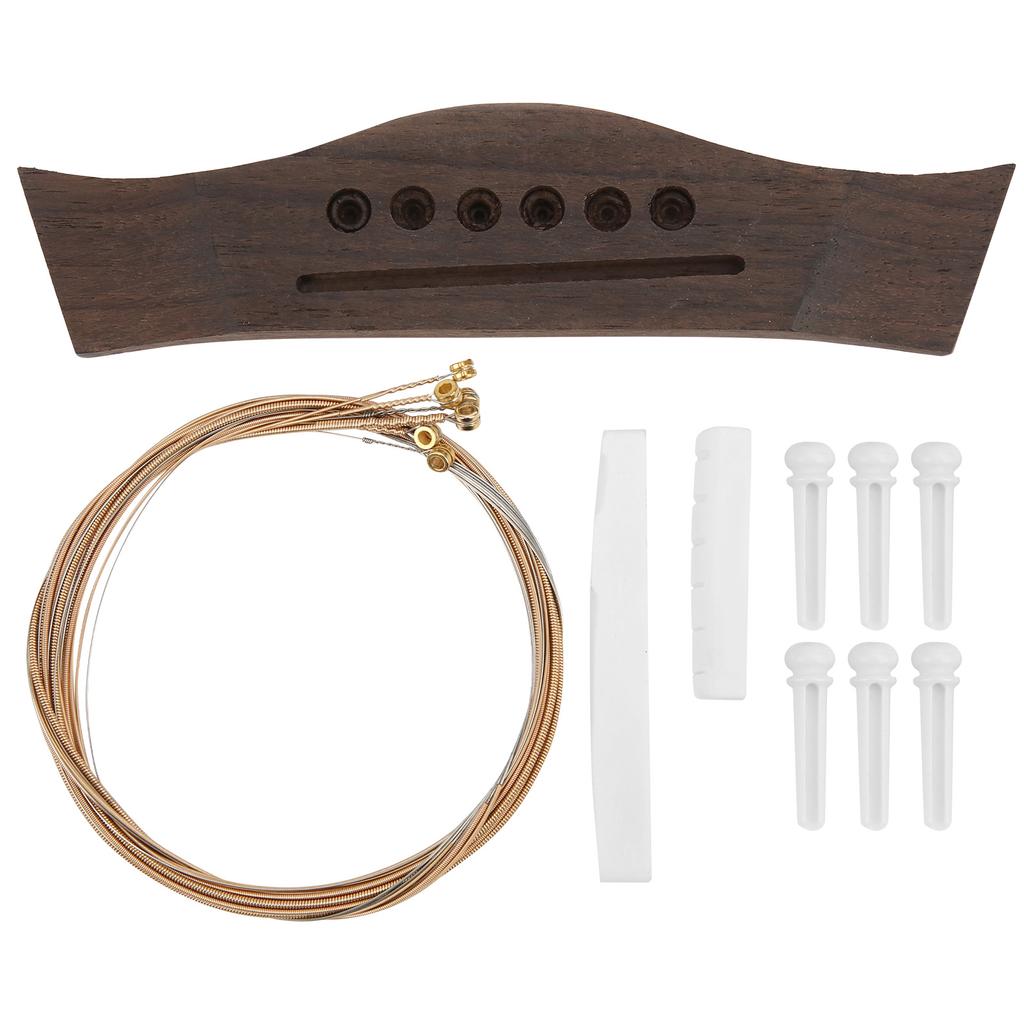 Guitar Bridge Set String Stud Bovine Bone Nut Saddle Stringed Instrument Replacement Parts