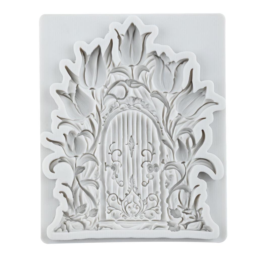 Enchanted Vintage Fairy Garden Door Silicone Molds Fairy Home Door Fondant Mold Cake Decorating Tools Cupcake Topper Candy Chocolate Gumpaste Mold