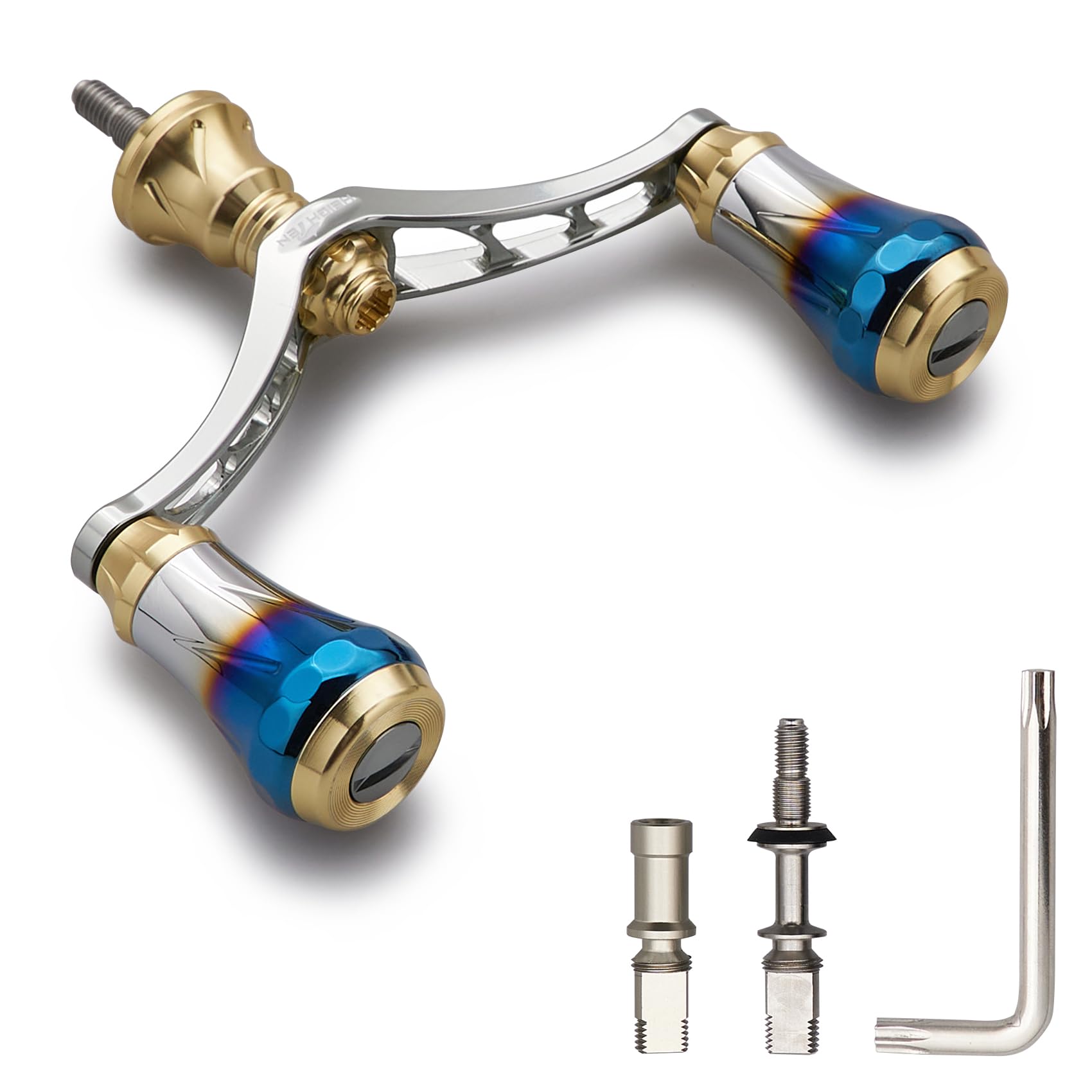 

HEIGHTEN Reel Aviation for Shimano and Daiwa Spinning Arch Aurora Knob Gunmetal V3.0 80/98mm Handle, Aluminum, Reels, (Gold & Handle, 80mm) (490)