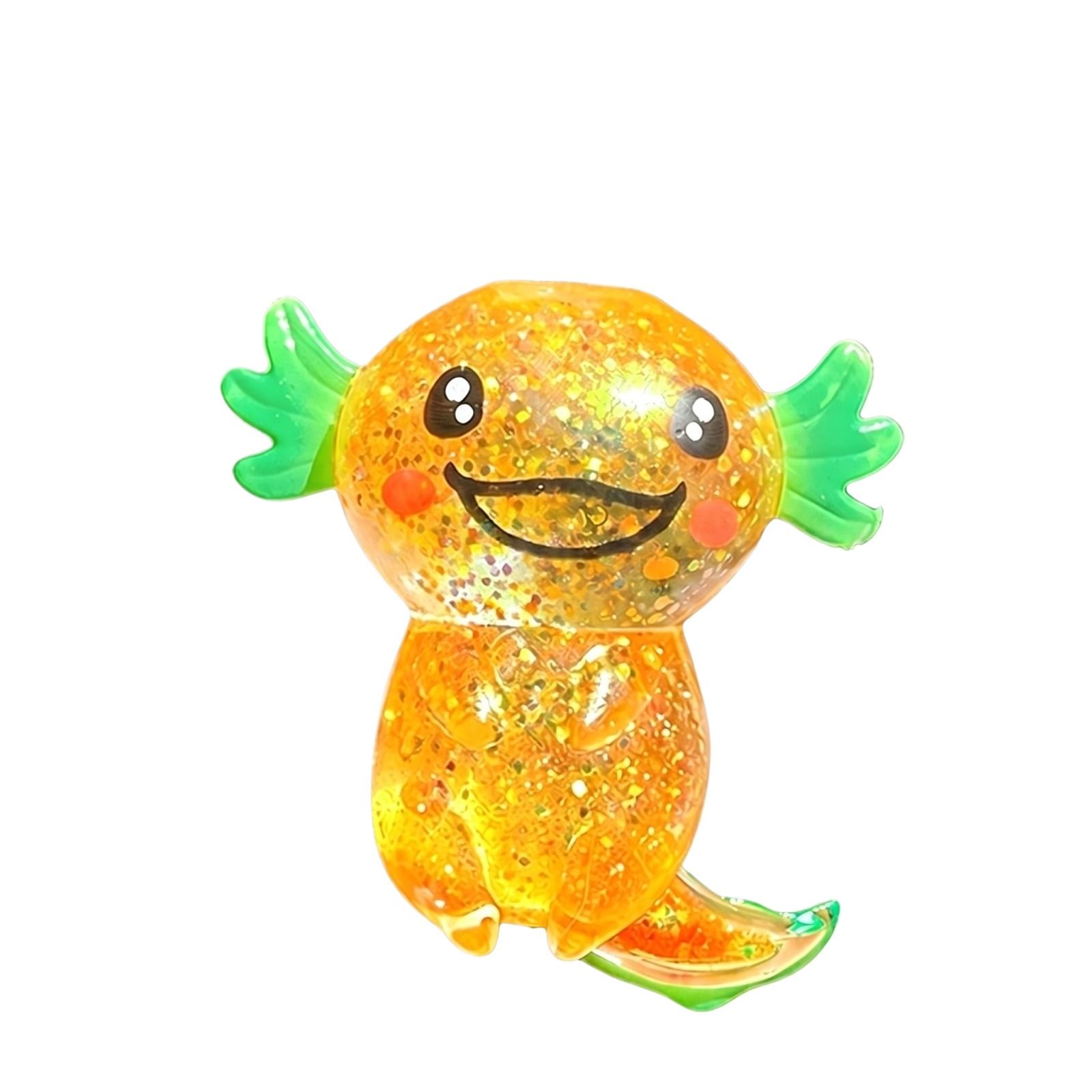 

Axolotl Stress Relief Toy Soft Squeeze Sensory Figure Glitter Filled Durable Material for Hand Exercise Relaxation One Size помаранчевий