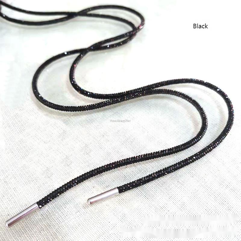 

1 шт. Стразы Шнурки Роскошные Радужные Бриллиантовые Шнурки для Кроссовок Шнурки для Обуви Круглые Шнурки 100/120/140/160 см DIY Шнурки 120cm чёрный