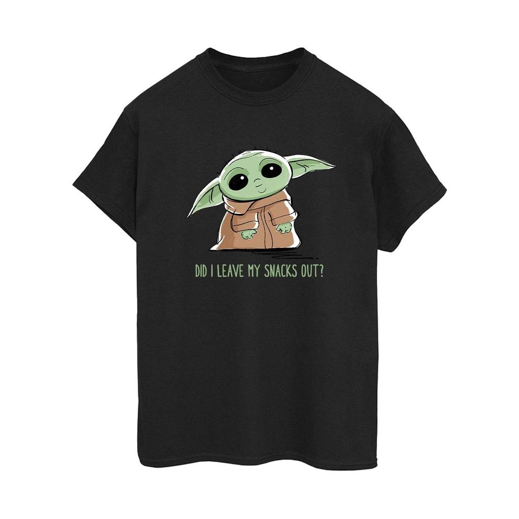 STAR WARS Womens/Ladies The Mandalorian Grogu Snacks Meme Cotton Boyfriend T-Shirt